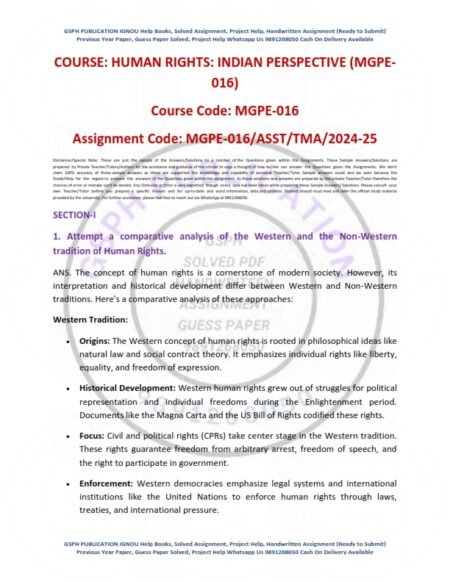 IGNOU MGPE-016 Solved Assignment 2024-25 English Medium