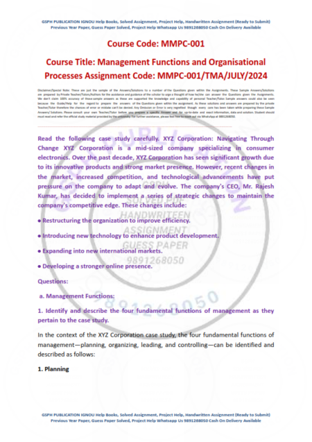 IGNOU MMPC-1 Solved Assignment 2024-25 English Medium