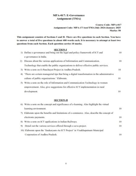 IGNOU MPA-17 Solved Assignment 2024-25 English Medium