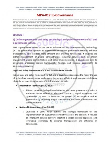 IGNOU MPA-17 Solved Assignment 2024-25 English Medium