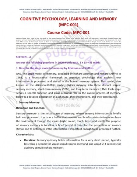 IGNOU MPC-001 Solved Assignment 2024-25 English Medium