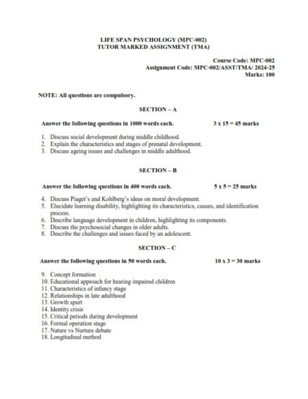 IGNOU MPC-002 Solved Assignment 2024-25 English Medium