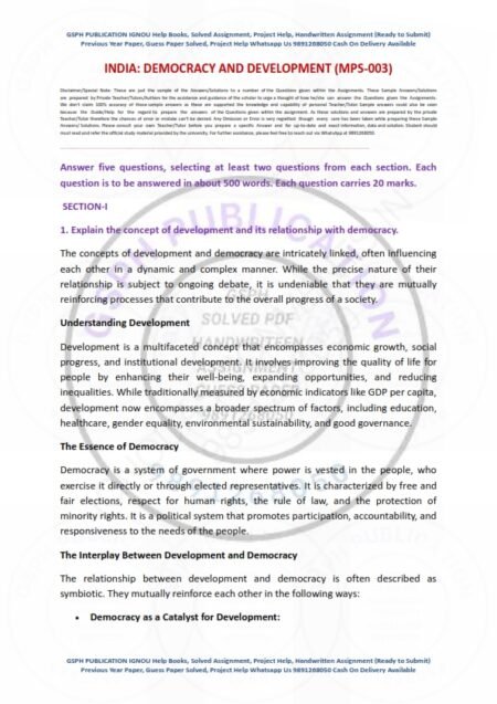 IGNOU MPS-03 Solved Assignment 2024-25 English Medium