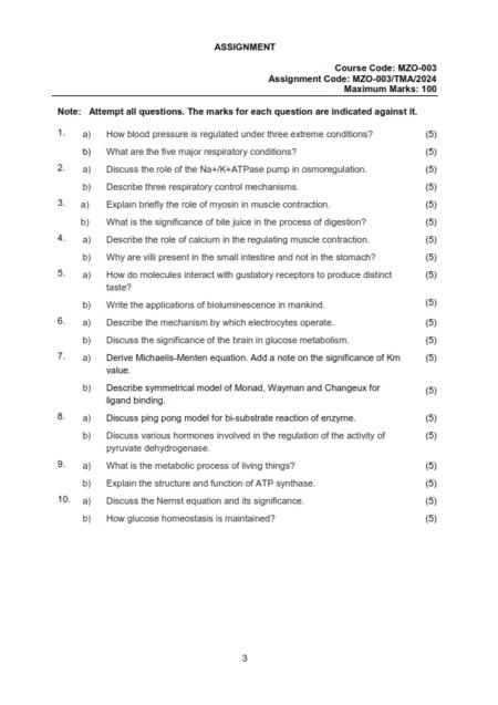 IGNOU MZO-03 Solved Assignment 2024 English Medium