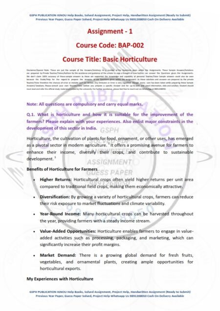 IGNOU BAP-002 Solved Assignment Jan & July 2024 English Medium