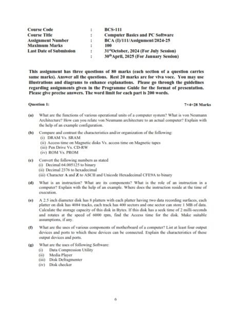 IGNOU BCS-111 Solved Assignment 2024-25 English Medium