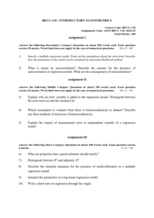 IGNOU BECC-110 Solved Assignment 2024-25 English Medium