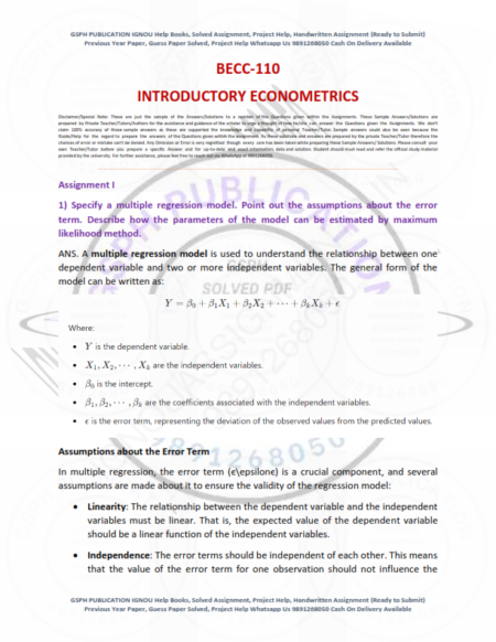 IGNOU BECC-110 Solved Assignment 2024-25 English Medium - Image 2