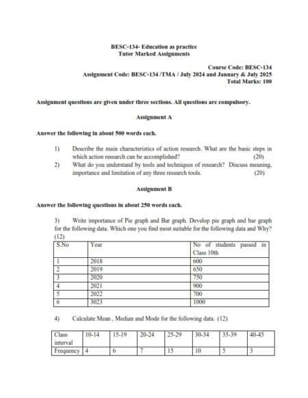 IGNOU BESC-134 Solved Assignment 2024-25 English Medium