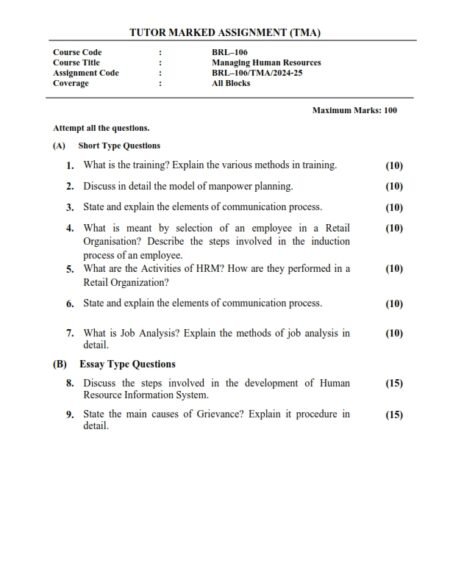 IGNOU BRL-106 Solved Assignment 2024-25 English Medium