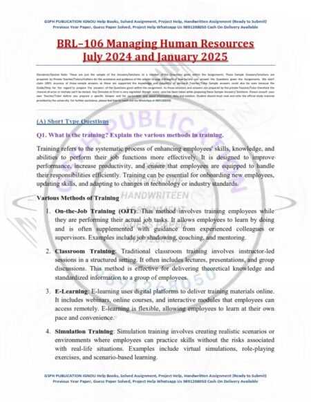 IGNOU BRL-106 Solved Assignment 2024-25 English Medium