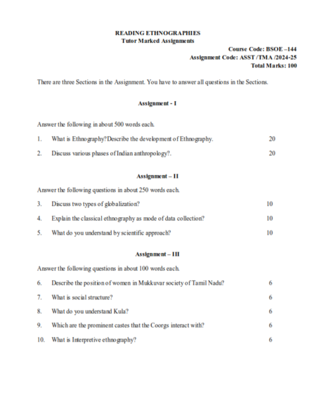 IGNOU BSOE-144 Solved Assignment 2024-25 English Medium