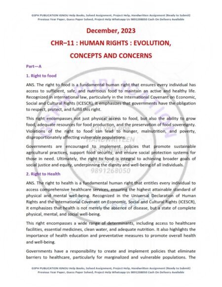 IGNOU CHR-11 Previous Year Solved Question Paper ( December 2023 ) English Medium