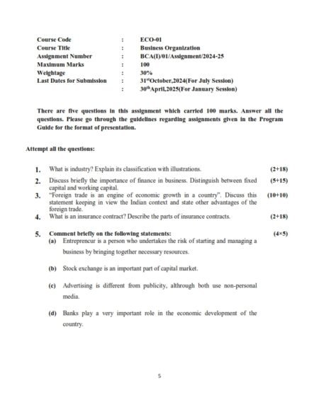 IGNOU ECO-01 Solved Assignment 2024-25 English Medium