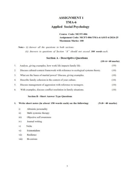 IGNOU MFCT-06 Solved Assignment 2024-25 English Medium