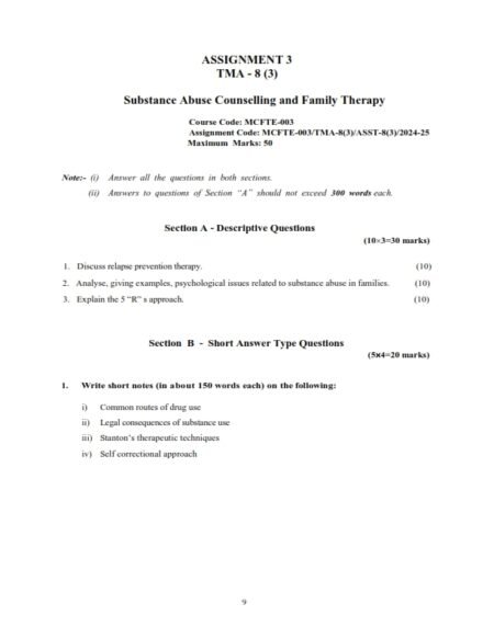 IGNOU MFCTE-03 Solved Assignment 2024-25 English Medium