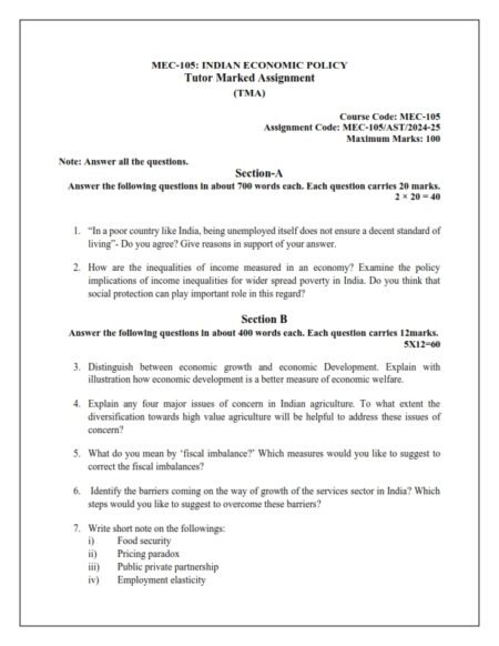 IGNOU MEC-105 Solved Assignment 2024-25 English Medium