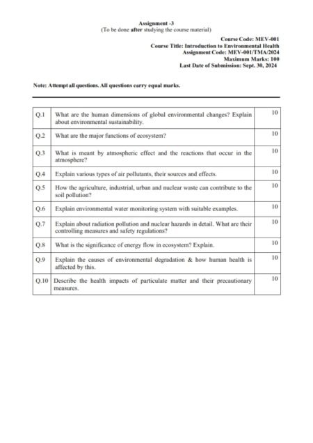 IGNOU MEV-01 Solved Assignment July 2024 English Medium