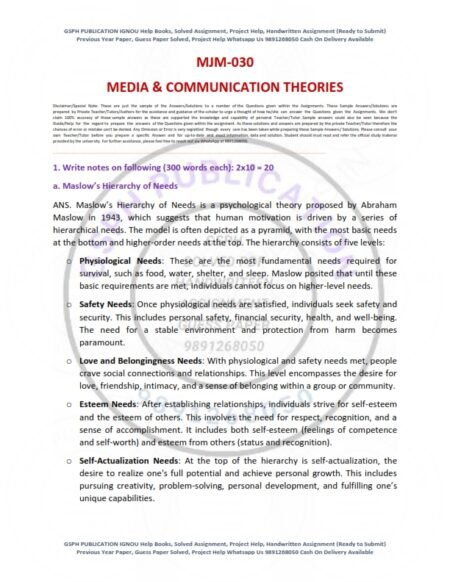 IGNOU MJM-030 Solved Assignment 2024 English Medium