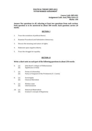 IGNOU MPS First Year Solved Assignment 2024-25 English Medium