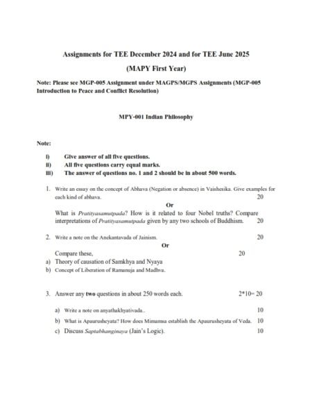 IGNOU MPY-001 Solved Assignment 2024-25 English Medium