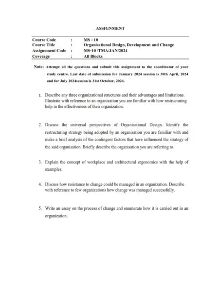 IGNOU MS-10 Solved Assignment 2024-25 English Medium