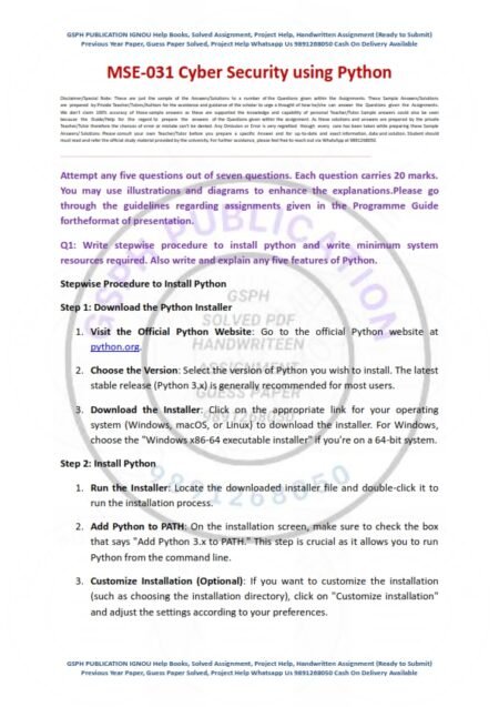 IGNOU MSE-031 Solved Assignment July 2024 English Medium