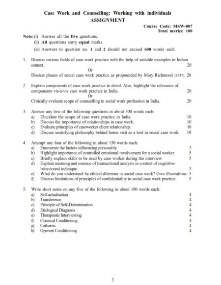 IGNOU MSW-007 Solved Assignment 2024-25 English Medium