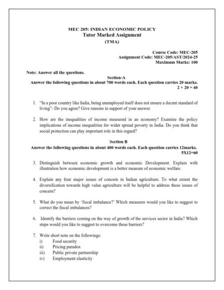 IGNOU MEC-105/205 Solved Assignment 2024-25 English Medium