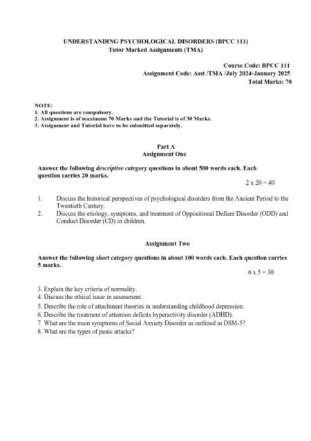 IGNOU BPCC-111 Solved Assignment 2024 English Medium