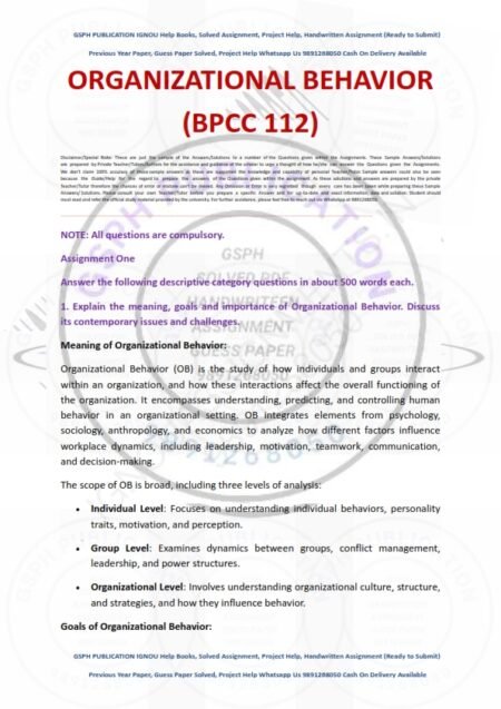 IGNOU BPCC-112 Solved Assignment 2024-25 English Medium