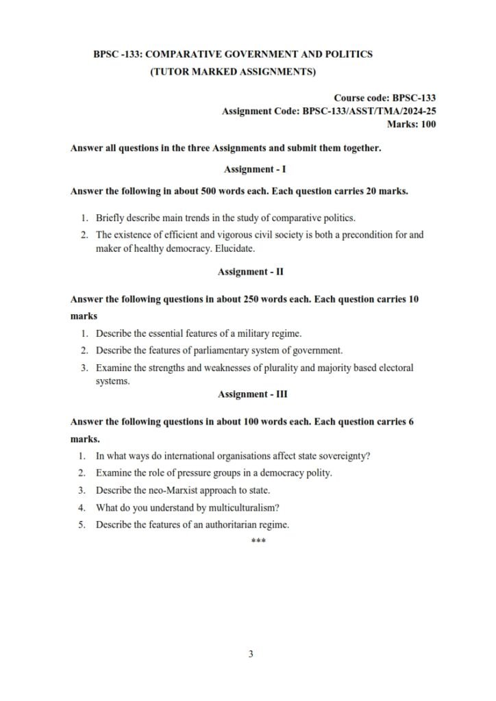 IGNOU BPSC-133 Solved Assignment 2024-25 English Medium