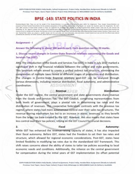IGNOU BPSE-143 Solved Assignment 2024-25 English Medium