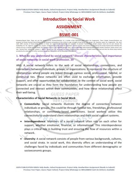 IGNOU BSWE-001 Solved Assignment 2024-25 English Medium