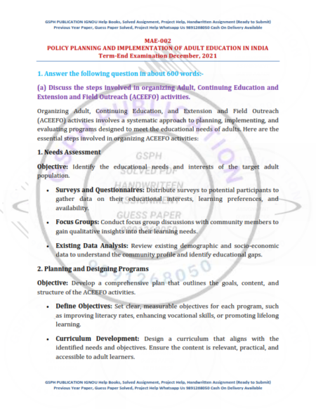 IGNOU MAE-002 Previous Year Solved Question Paper English Mebdium (Decebmer 2021)