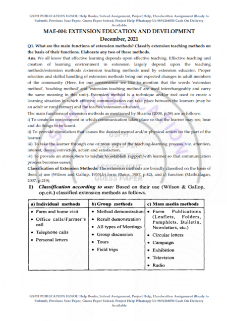 IGNOU MAE-004 Previous Year Solved Question Paper English Medium (Decebmer 2021)