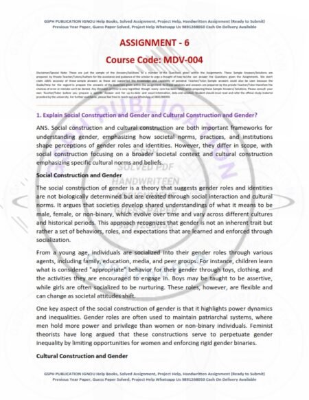 IGNOU MDV-04 Solved Assignment 2024-25 English Medium