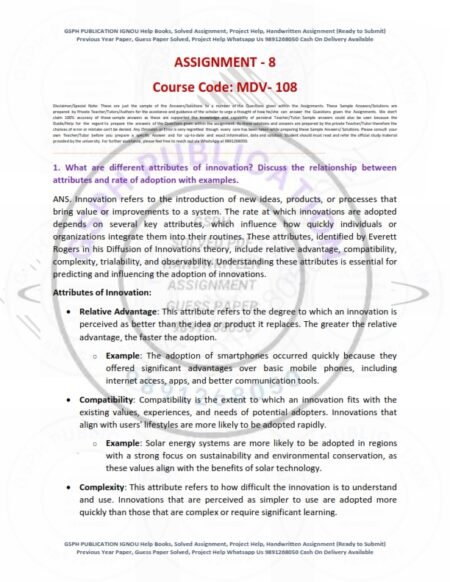 IGNOU MDV-107 Solved Assignment 2024-25 English Medium