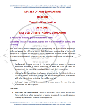 IGNOU MES-11 Previous Year Solved Question Paper English Medium (JUNE 2023)