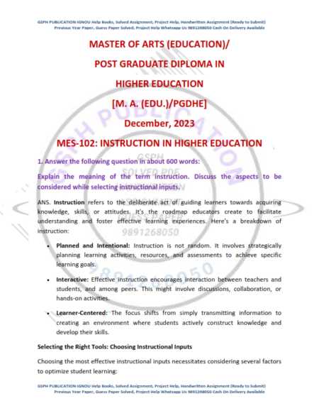 IGNOU MES-102 Previous Year Solved Question Paper English Medium (December 2023)