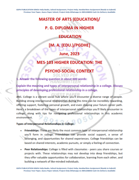 IGNOU MES-103 Previous Year Solved Question Paper English Medium (June 2023)