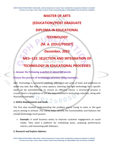 IGNOU MES-133 Previous Year Solved Question Paper English Medium (December 2023)