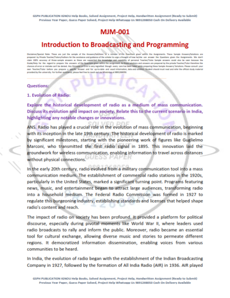 IGNOU MJM-001 Solved Assignment 2024 English Medium - Image 2