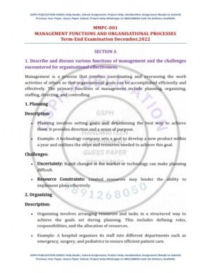 IGNOU MMPC-01 Previous Year Solved Question Paper (December 2022) English Medium