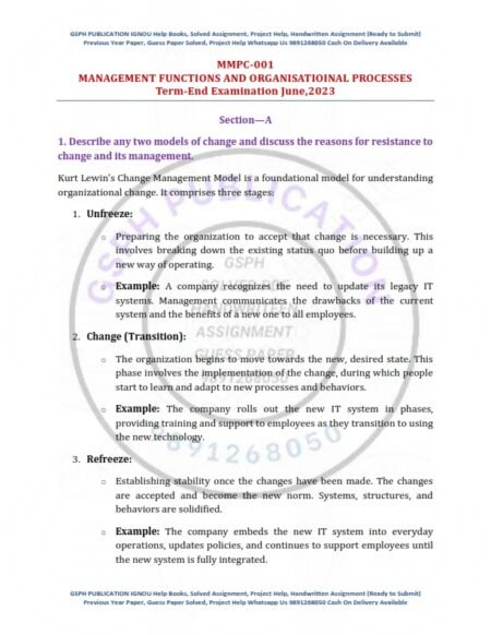 IGNOU MMPC-01 Previous Year Solved Question Paper (June 2023) English Medium