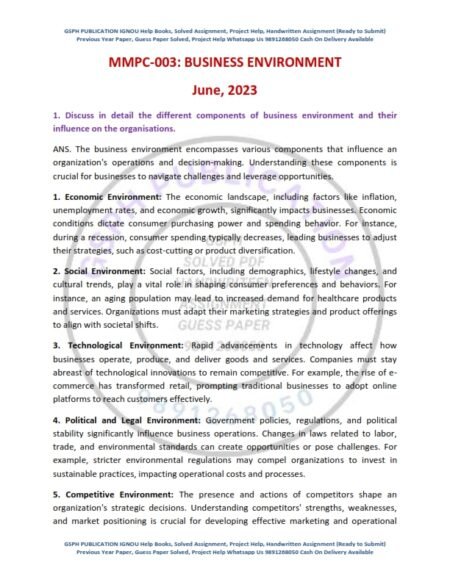 IGNOU MMPC-03 Previous Year Solved Question Paper (June 2023) English Medium
