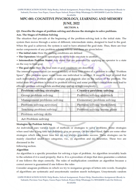 IGNOU MPC-01 Previous Year Solved Question Paper English Medium (June 2022)