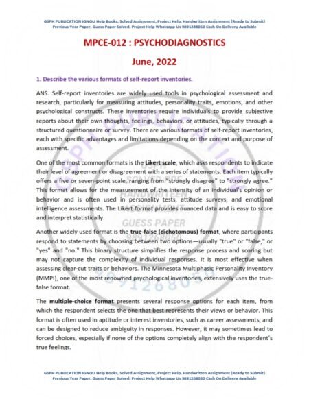 IGNOU MPCE-012 Previous Year Solved Question Paper English Medium (June 2022)