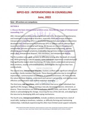 IGNOU MPCE-023 Previous Year Solved Question Paper English Medium (June 2022)
