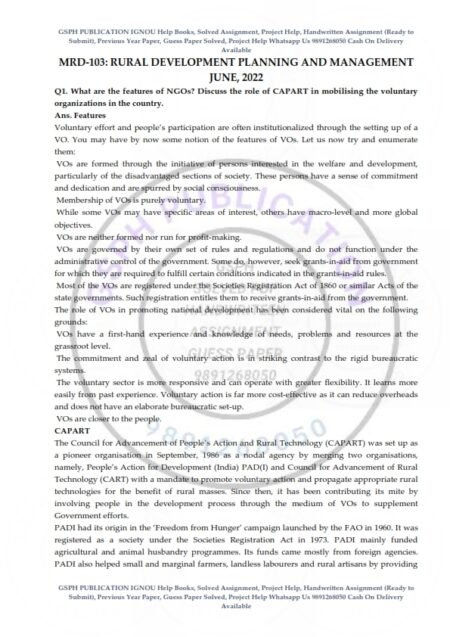 IGNOU MRD-103 Previous Year Solved 2Question Paper English Medium (June 2022)